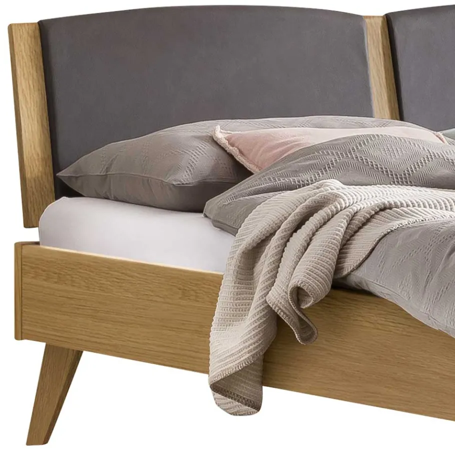 Best Wohnen 140x200 Bett aus Eiche Hell mit Kunstleder - Zubella