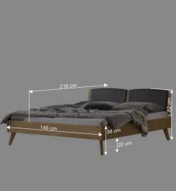 Best Wohnen 140x200 Bett aus Eiche Hell mit Kunstleder - Zubella