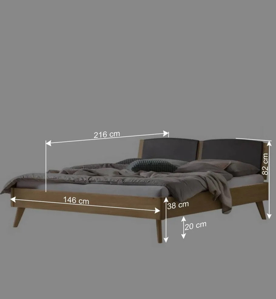 Best Wohnen 140x200 Bett aus Eiche Hell mit Kunstleder - Zubella