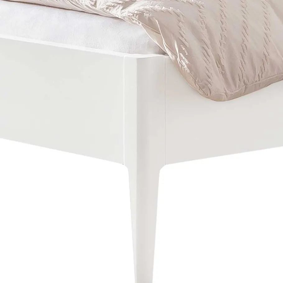 Online Wohnen 140x200 Bett in Weiß aus Buche & Kunstleder - Shian