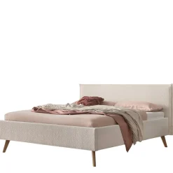 Discount Wohnen 140x200 Bett mit Boucle Bezug in Creme - Leya
