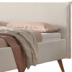 Discount Wohnen 140x200 Bett mit Boucle Bezug in Creme - Leya