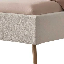 Discount Wohnen 140x200 Bett mit Boucle Bezug in Creme - Leya