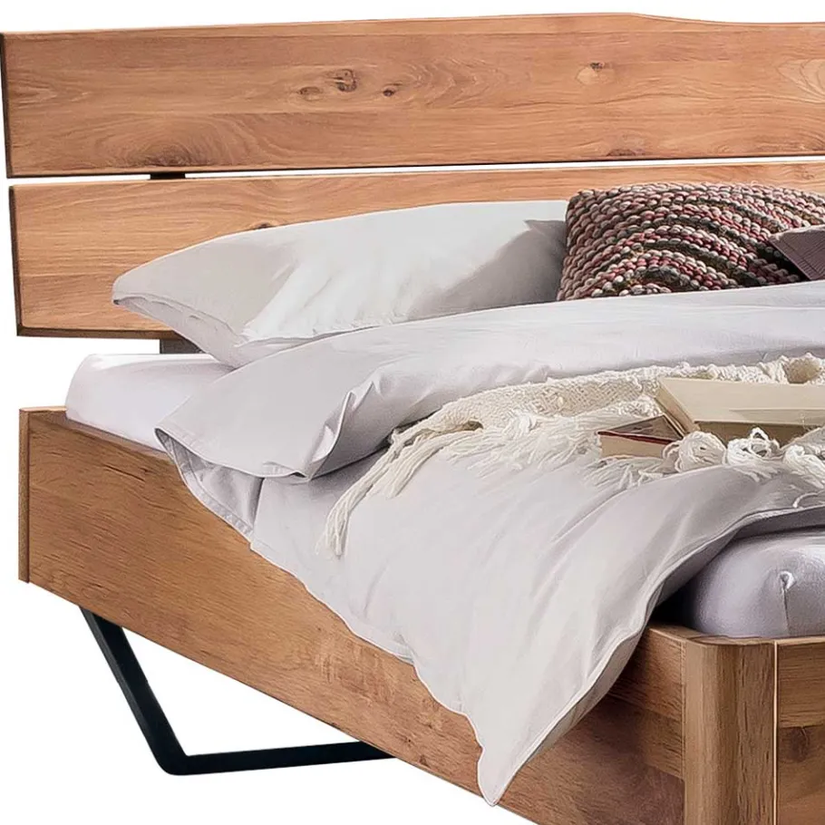 Discount Wohnen 140x200 Bett mit Naturkante Kopfteil - Wikolia
