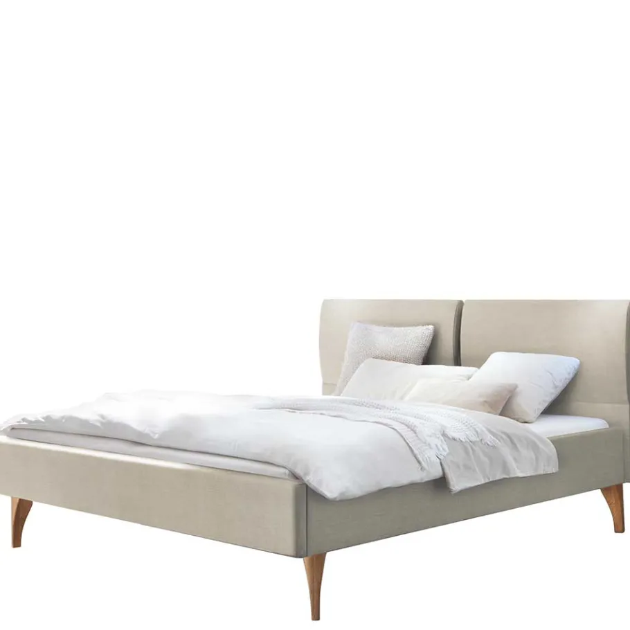 Clearance Wohnen 140x200 Bettgestell gepolstert in Beige - Duarto