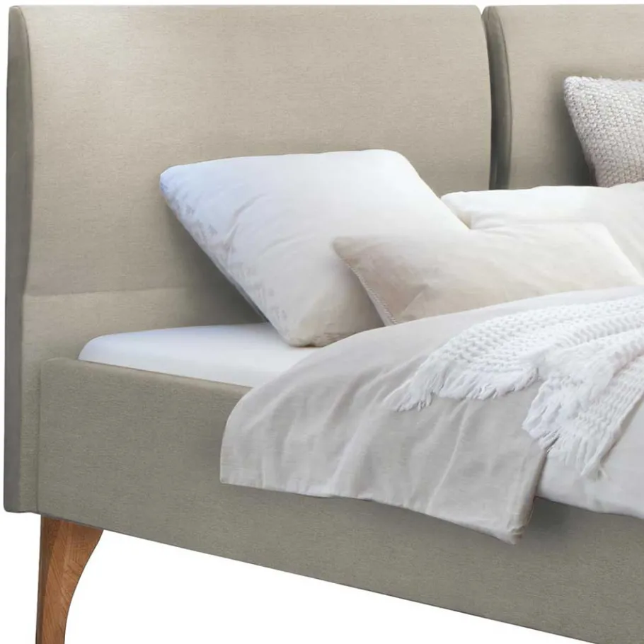 Clearance Wohnen 140x200 Bettgestell gepolstert in Beige - Duarto