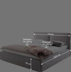 Online Wohnen 180x200 Bettkasten Doppelbett in Hellgrau - Tanky