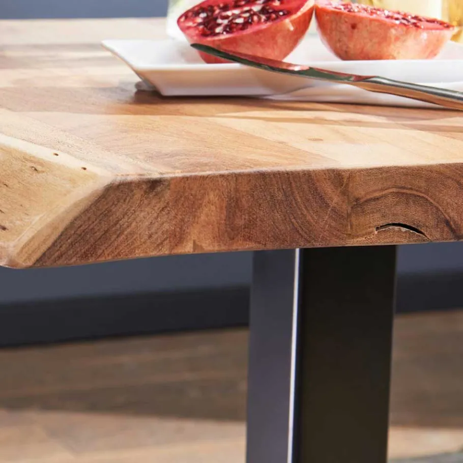 Wohnen 80x75 Bistro Esstisch mit Baumkante - Pluggia