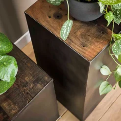 Discount Wohnen 30x30 Blumenständer aus Hartholz & Metall - Marlo
