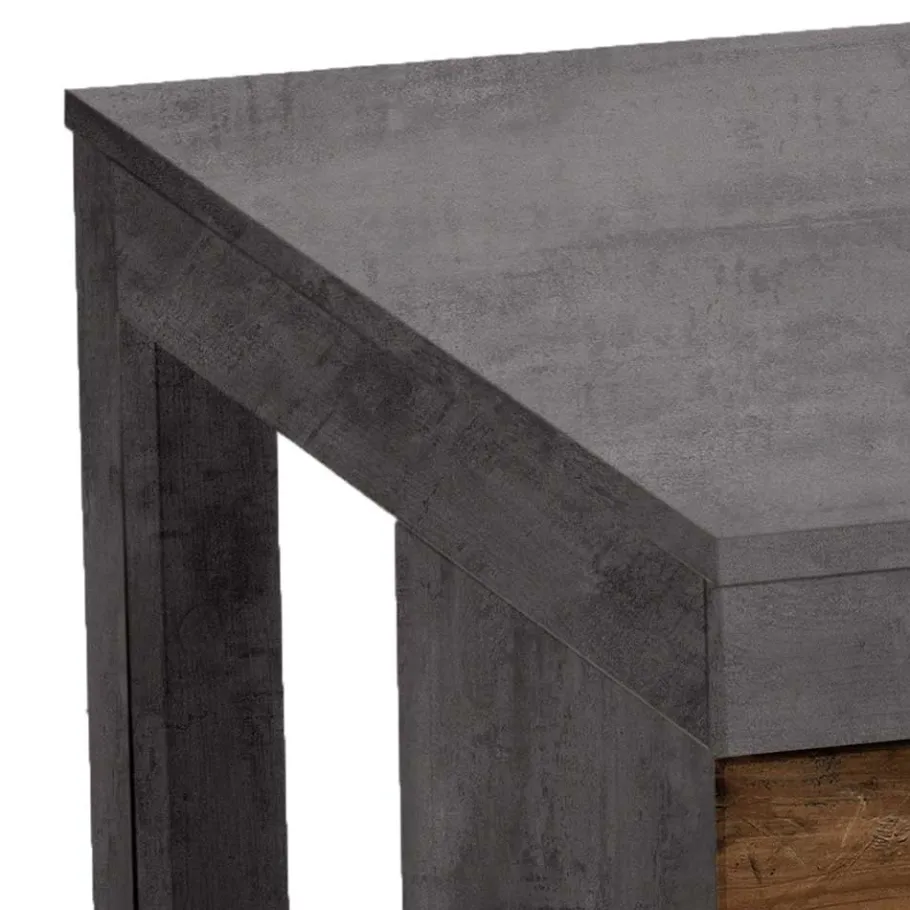 Discount Wohnen 80x80 cm Couchtisch in Beton Optik & Antik Holz NB - Imlory
