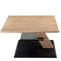 Online Wohnen 75x75 cm Couchtisch mit grauer Glasablage - Tselesto