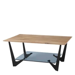 Online Wohnen 90x60 cm Couchtisch mit Massivholzplatte Eiche - Lasson