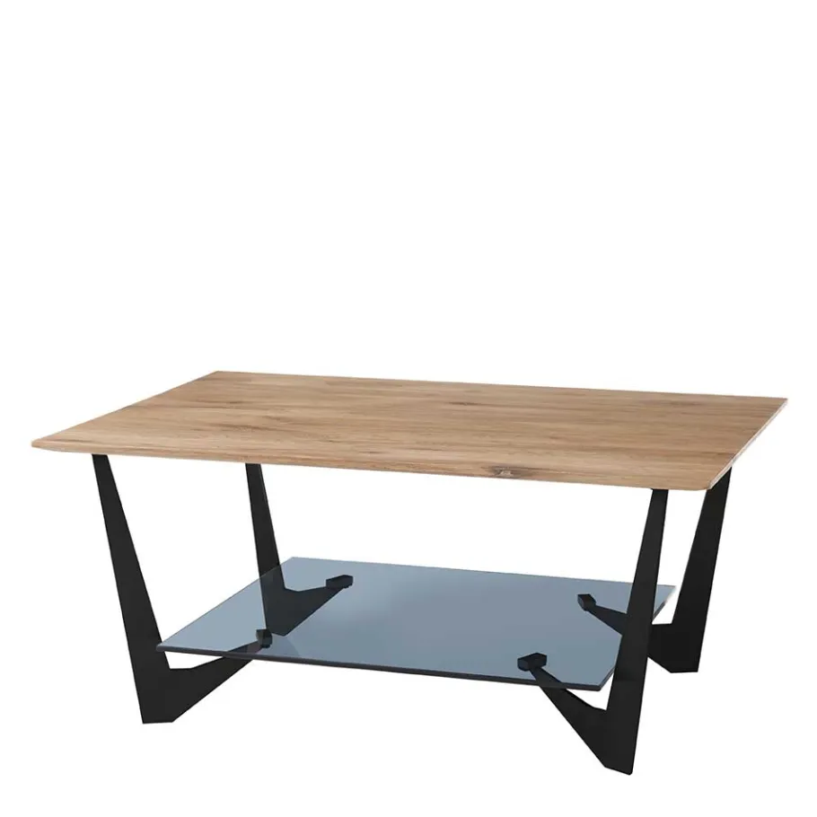 Online Wohnen 90x60 cm Couchtisch mit Massivholzplatte Eiche - Lasson
