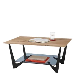 Online Wohnen 90x60 cm Couchtisch mit Massivholzplatte Eiche - Lasson