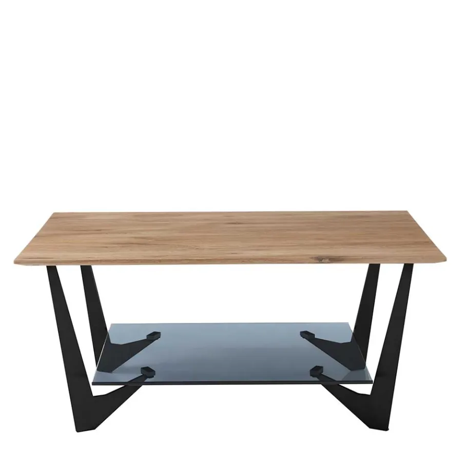 Online Wohnen 90x60 cm Couchtisch mit Massivholzplatte Eiche - Lasson