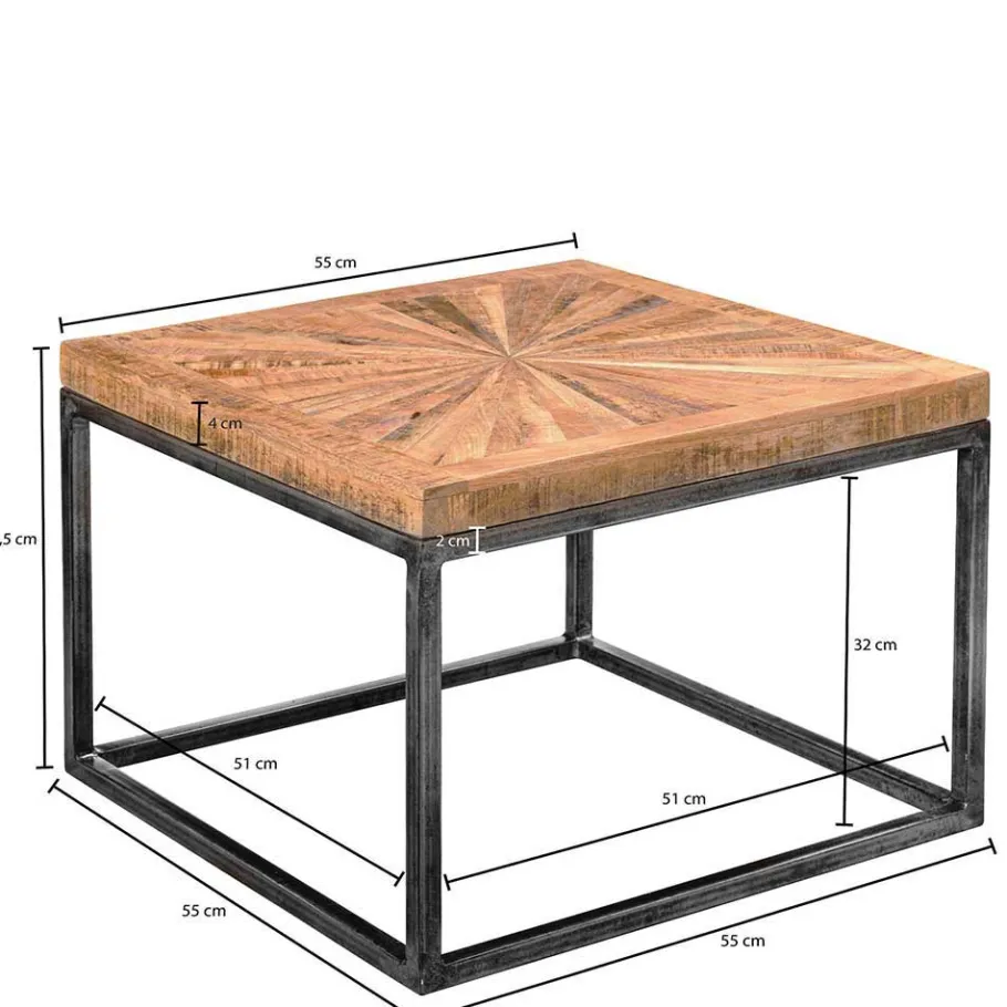 Clearance Wohnen 55x55 cm Design Couchtisch handgearbeitet - Nabrosia