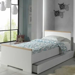 New Wohnen 90x200 cm Jugendbett in Weiß mit Buche - Eldrus
