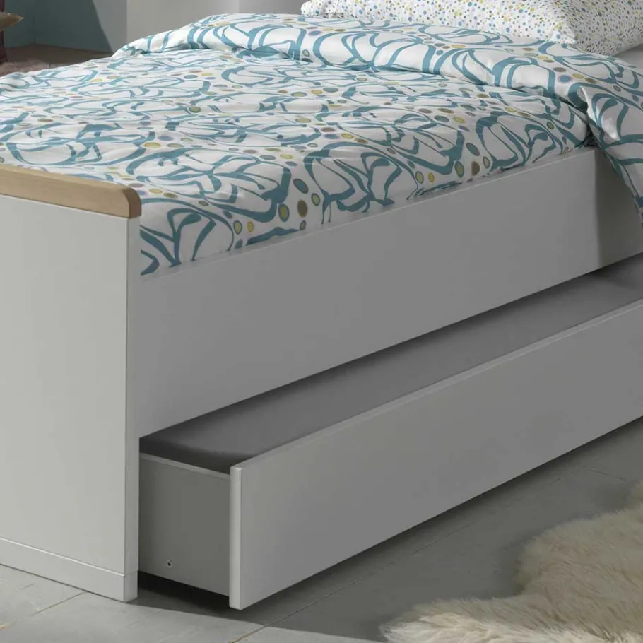 New Wohnen 90x200 cm Jugendbett in Weiß mit Buche - Eldrus