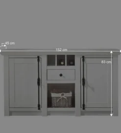 New Wohnen 152x83 cm Landhaus Anrichte in Weiß - Chelles