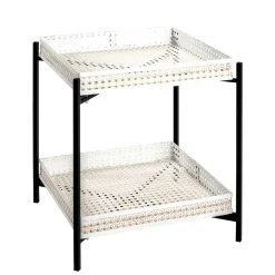 Hot Wohnen 42x42 cm Metall Beistelltisch in Creme & Schwarz - Lubines
