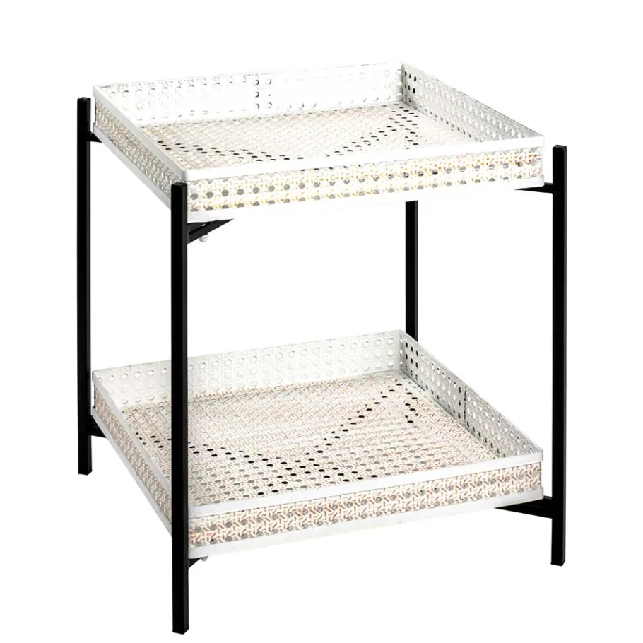 Hot Wohnen 42x42 cm Metall Beistelltisch in Creme & Schwarz - Lubines