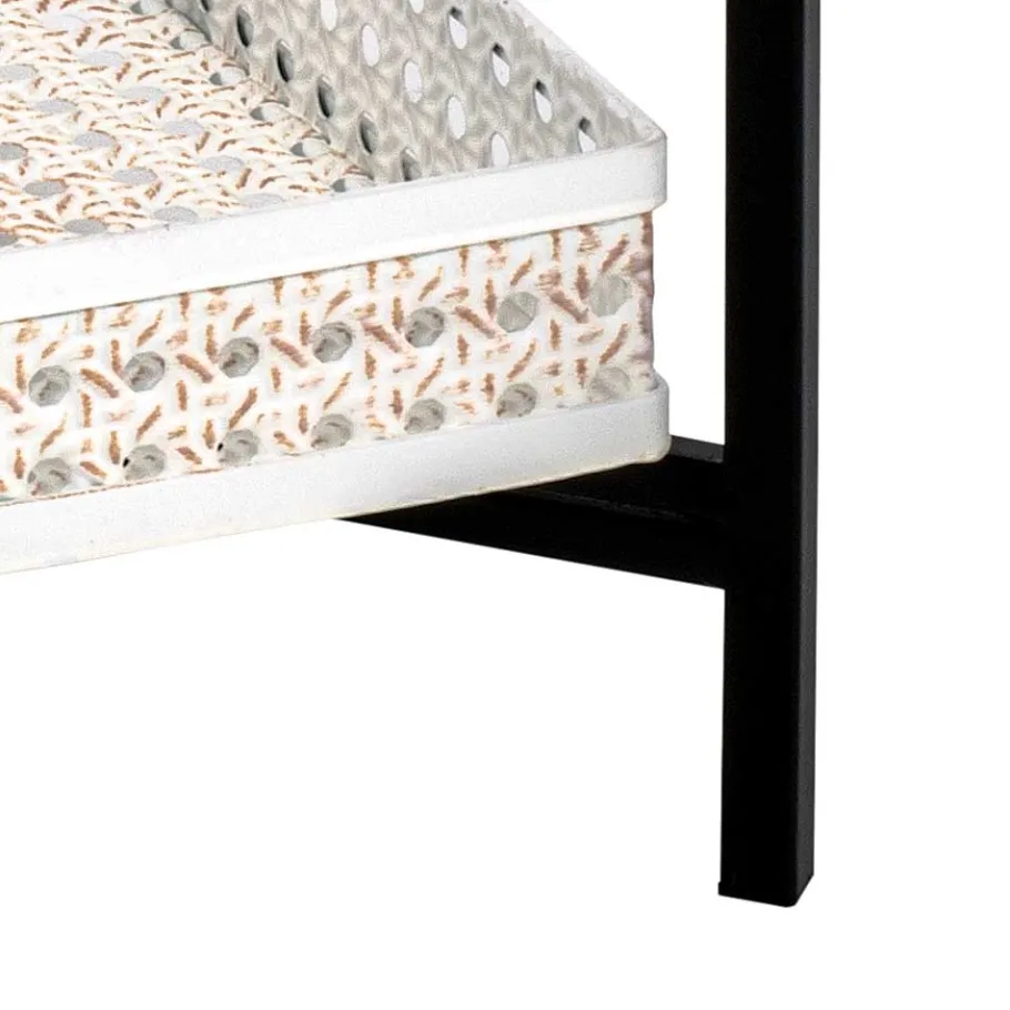 Hot Wohnen 42x42 cm Metall Beistelltisch in Creme & Schwarz - Lubines