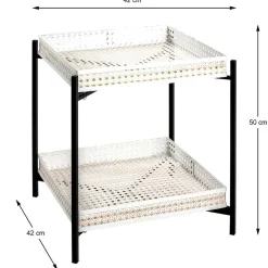 Hot Wohnen 42x42 cm Metall Beistelltisch in Creme & Schwarz - Lubines