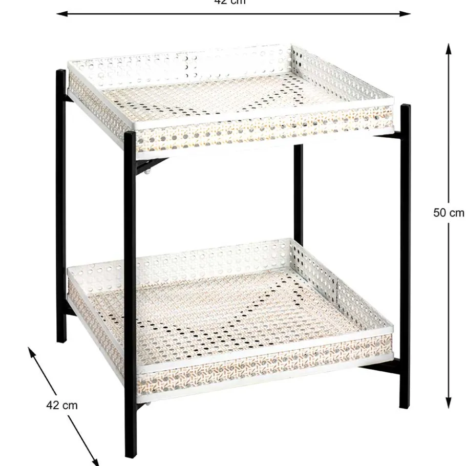 Hot Wohnen 42x42 cm Metall Beistelltisch in Creme & Schwarz - Lubines