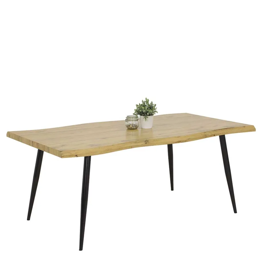 Clearance Wohnen 180x100 cm Tisch in Wildeiche mit Baumkante NB - Tracy