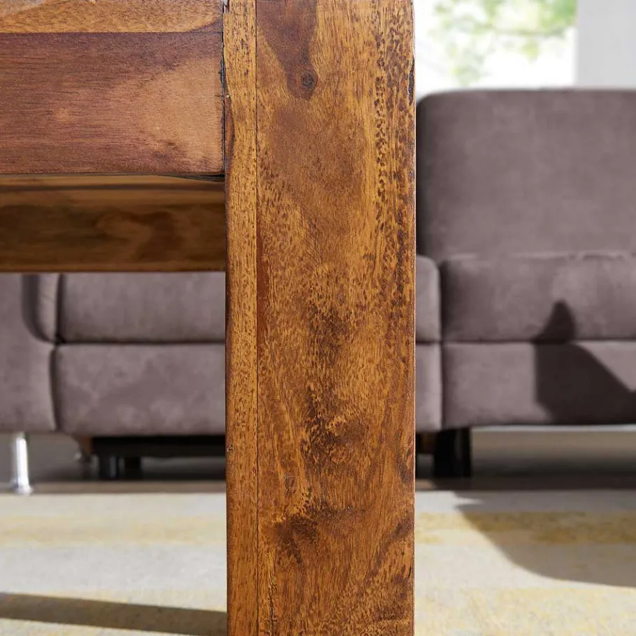 Best Wohnen 110x60 Couchtisch aus Sheesham Massivholz - Hoslo