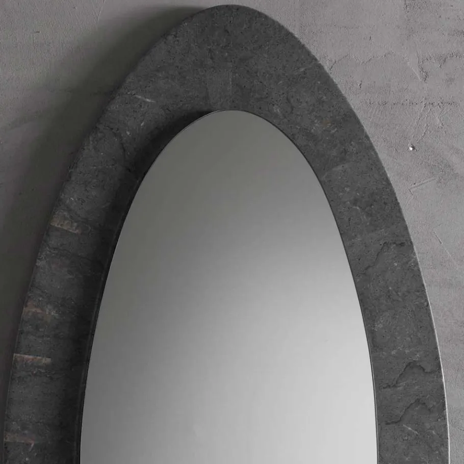 New Wohnen 70x110 Eiförmiger Spiegel mit breitem Rahmen - Janilea