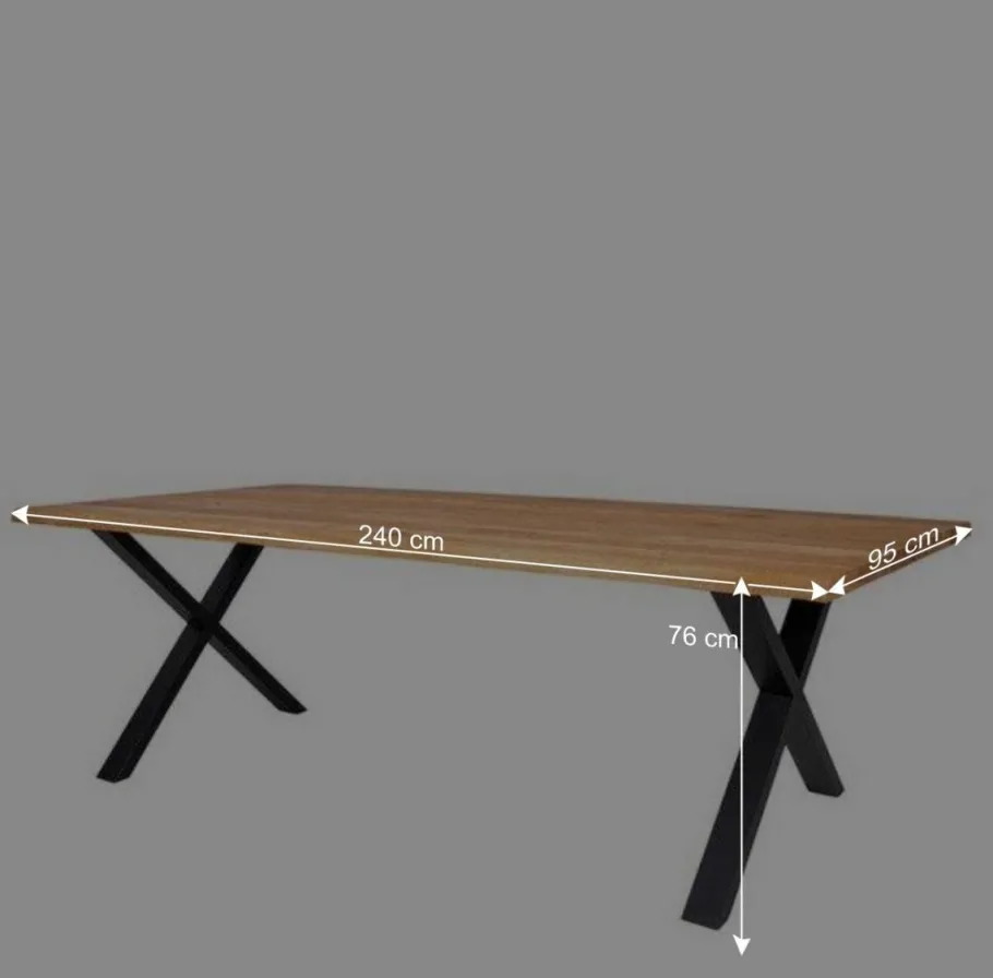 Wohnen 240x95 Esstisch mit X Füßen aus Stahl - Malawi