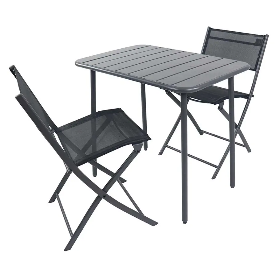 Online Wohnen 80x55 Gartentisch & Klappstühle Set - Xenata (dreiteilig)