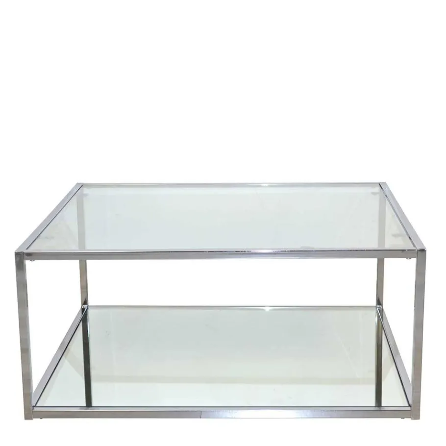 Discount Wohnen 80x80 Glas Couchtisch mit Spiegelglas Boden - Cowian