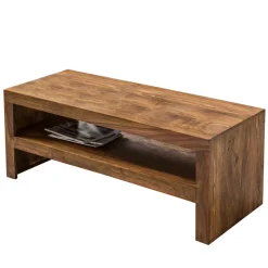 Outlet Wohnen 110x45 Handgearbeiteter Couchtisch mit Ablage - Hoslo