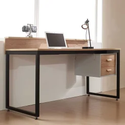 Online Wohnen 140x60 Industrial Schreibtisch mit Aufsatz - Pluta