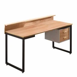 Online Wohnen 140x60 Industrial Schreibtisch mit Aufsatz - Pluta