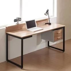 Online Wohnen 140x60 Industrial Schreibtisch mit Aufsatz - Pluta