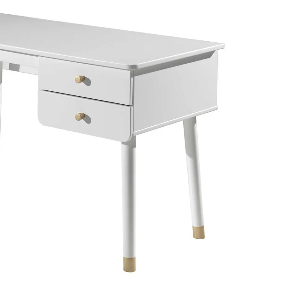Best Wohnen 125x60 Jugend Schreibtisch in Weiß & Gold - Zimventa