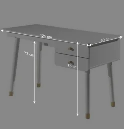 Best Wohnen 125x60 Jugend Schreibtisch in Weiß & Gold - Zimventa