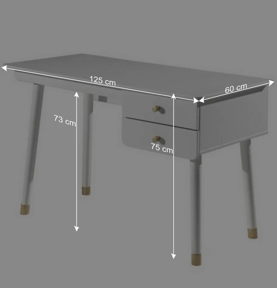 Best Wohnen 125x60 Jugend Schreibtisch in Weiß & Gold - Zimventa