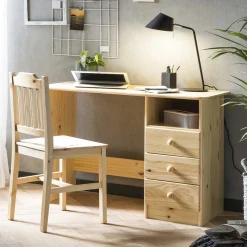 Sale Wohnen 110x54 Kleiner Schreibtisch aus Kiefer Massivholz - Bibulath