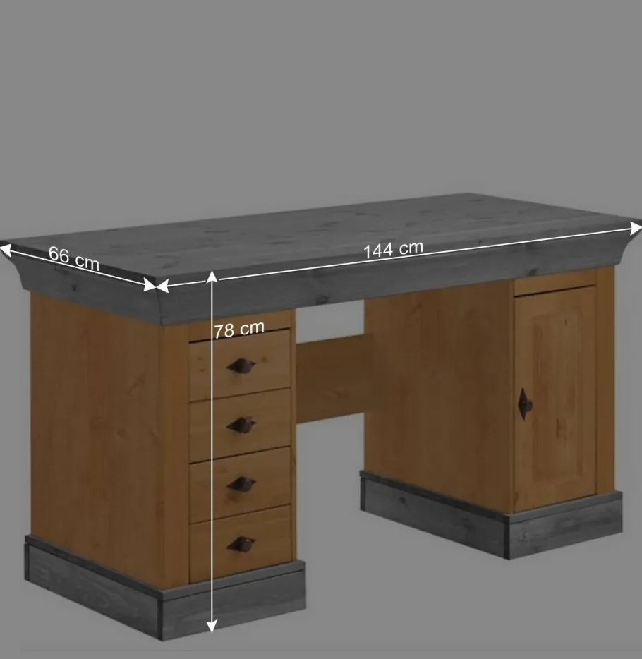 Best Wohnen 144x66 Landhaus Holz-Schreibtisch zweifarbig - Eshelas