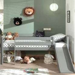 Sale Wohnen 90x200 Mini Hochbett mit Rutsche in Grau - Galicia