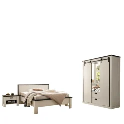 New Wohnen 140x200 Modern Country Bett & Schrank - Tramos (vierteilig)