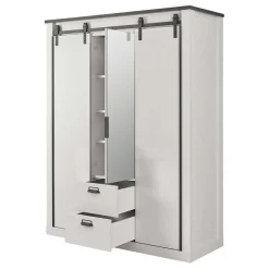 New Wohnen 140x200 Modern Country Bett & Schrank - Tramos (vierteilig)