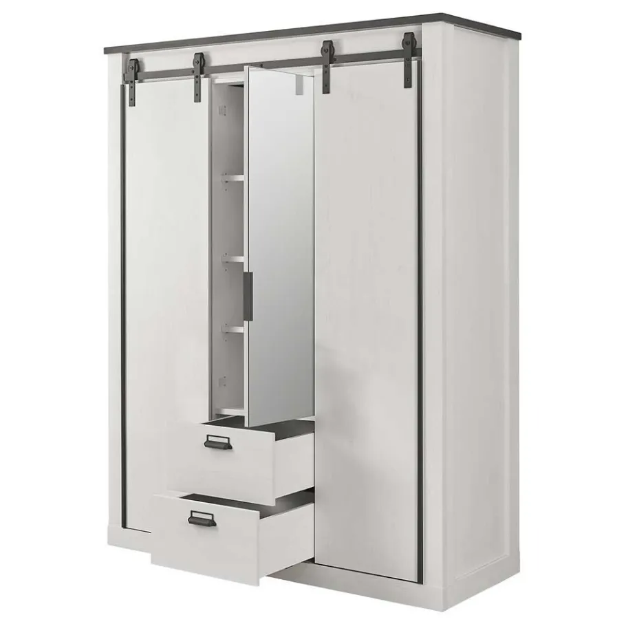 New Wohnen 140x200 Modern Country Bett & Schrank - Tramos (vierteilig)