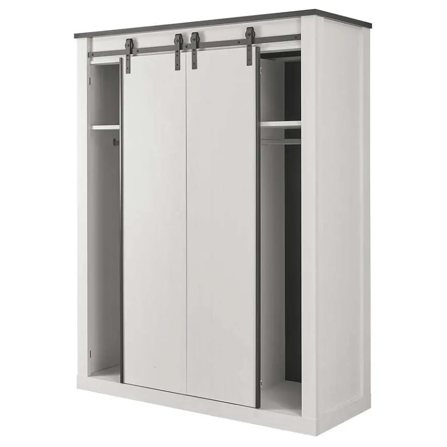 New Wohnen 140x200 Modern Country Bett & Schrank - Tramos (vierteilig)
