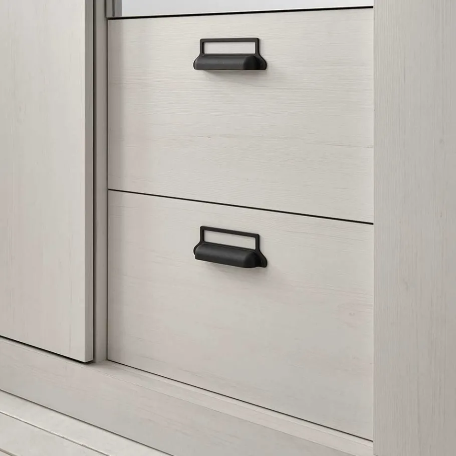 New Wohnen 140x200 Modern Country Bett & Schrank - Tramos (vierteilig)