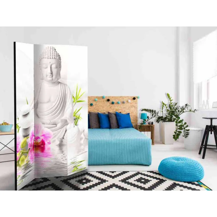 Online Wohnen 135x172 Paravent Buddha mit Orchideen - Abion